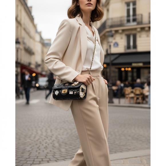 Black Lucky Charms Quilted Cylinder Shoulder Crossbody Bag - Picture 4 of 15